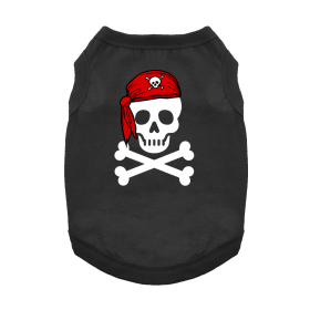 Pirate Skull with Red Bandana Dog Shirt (Color: Jet Black, size: large)