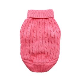 Combed Cotton Cable Knit Dog Sweater (Color: Candy Pink, size: X-Small)