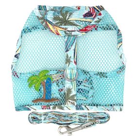 Cool Mesh Dog Harness with Leash (Color: Surfboards and Palms, size: medium)