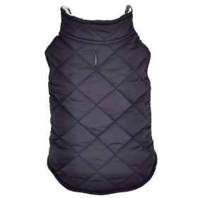 Reversible Fleece Lined Puffer Dog Coat (Color: Black and White Plaid, size: medium)